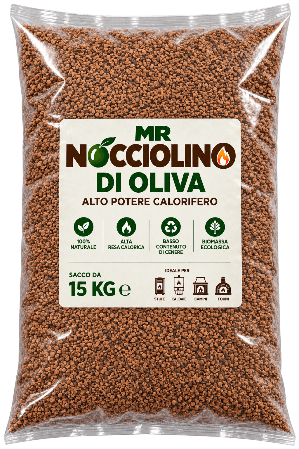 Sacco da 15 kg di nocciolino di oliva MR NOCCIOLINO