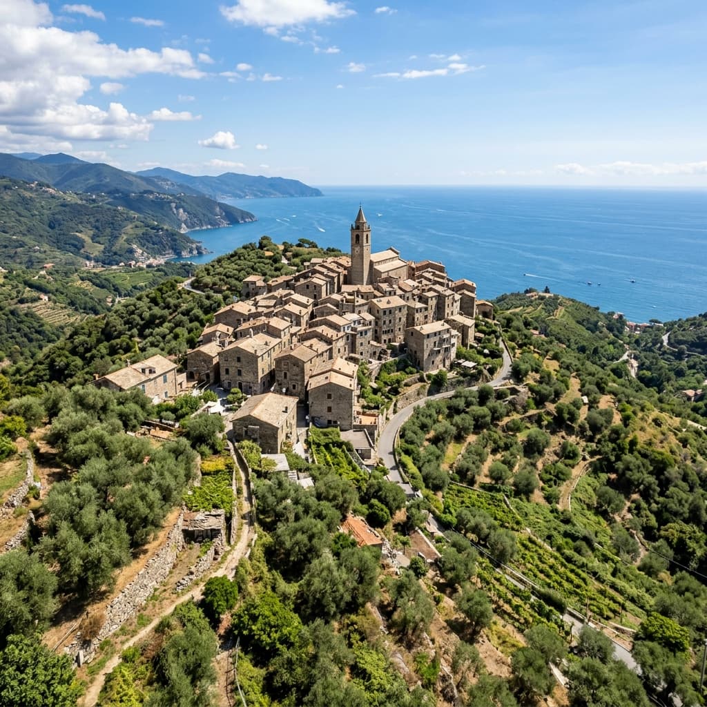 Vista panoramica del borgo ligure di Chiusanico IM