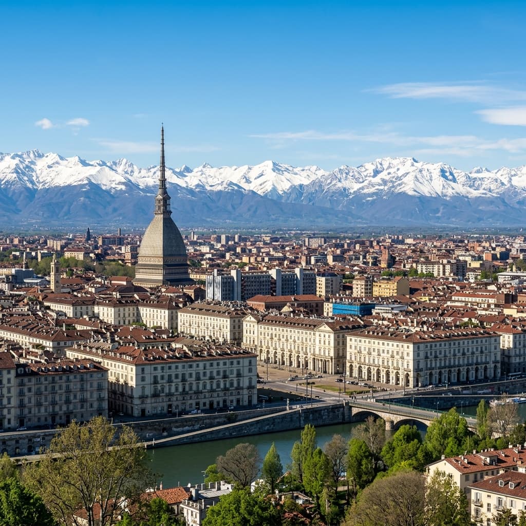 Vista panoramica di Torino e Mole Antonelliana